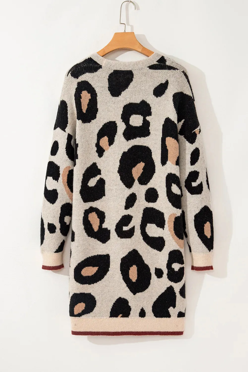 Leopard Open Front Long Sleeve Cardigan