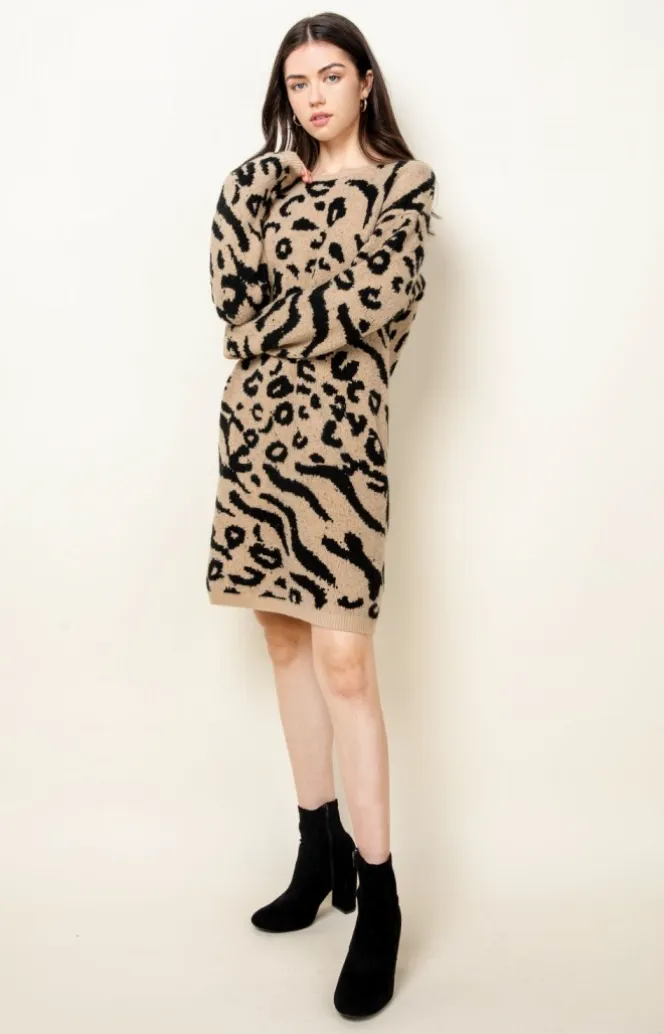 Leopard Print Sweater Dress