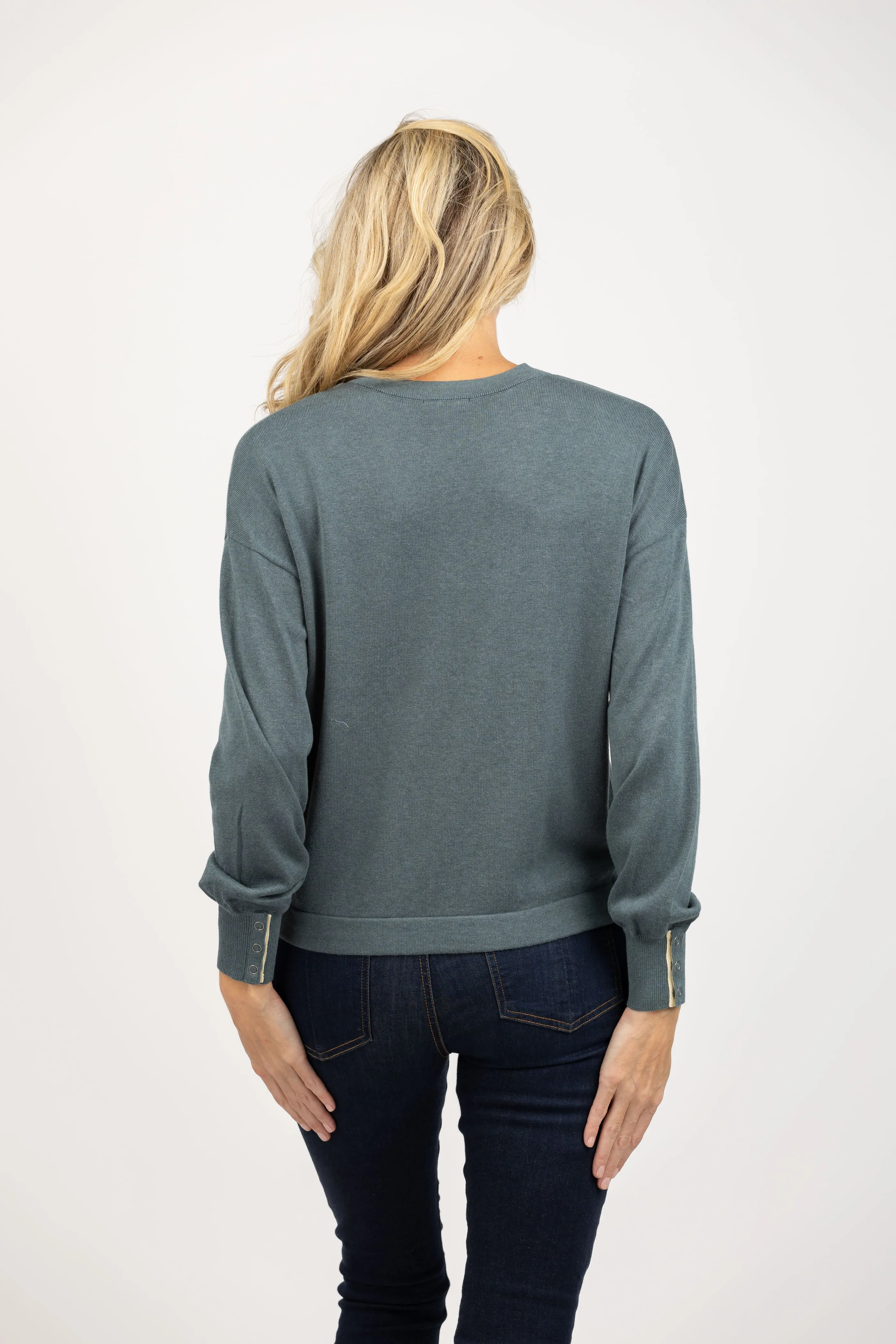 Lilla P. Snap Cuff Sweater in Heron