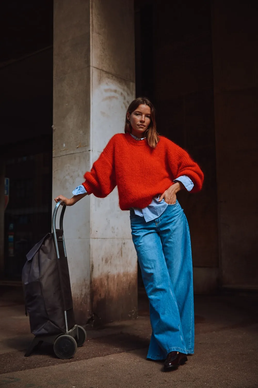 LUCIE Batwing Sweater in Mohair Wool - Red