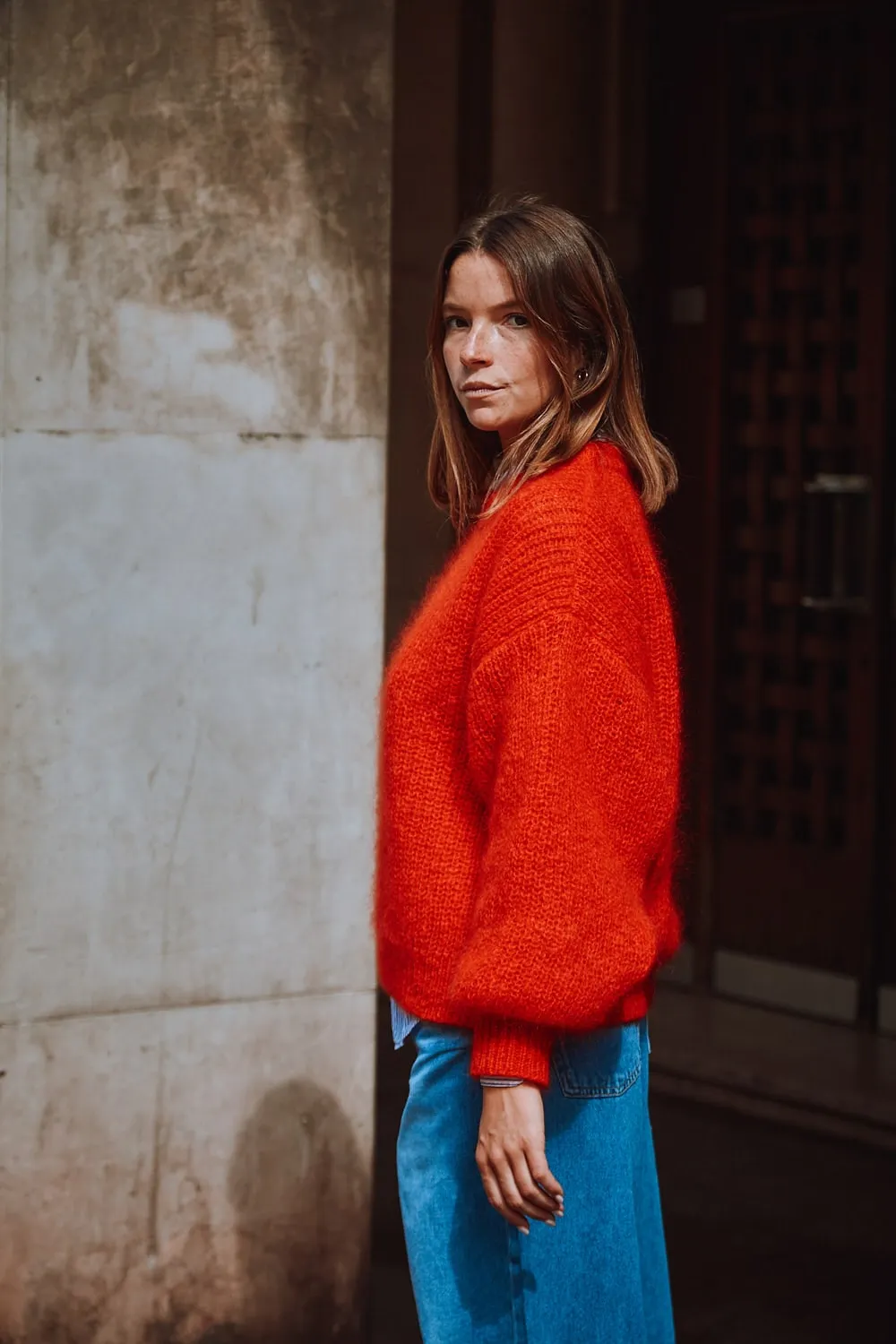 LUCIE Batwing Sweater in Mohair Wool - Red