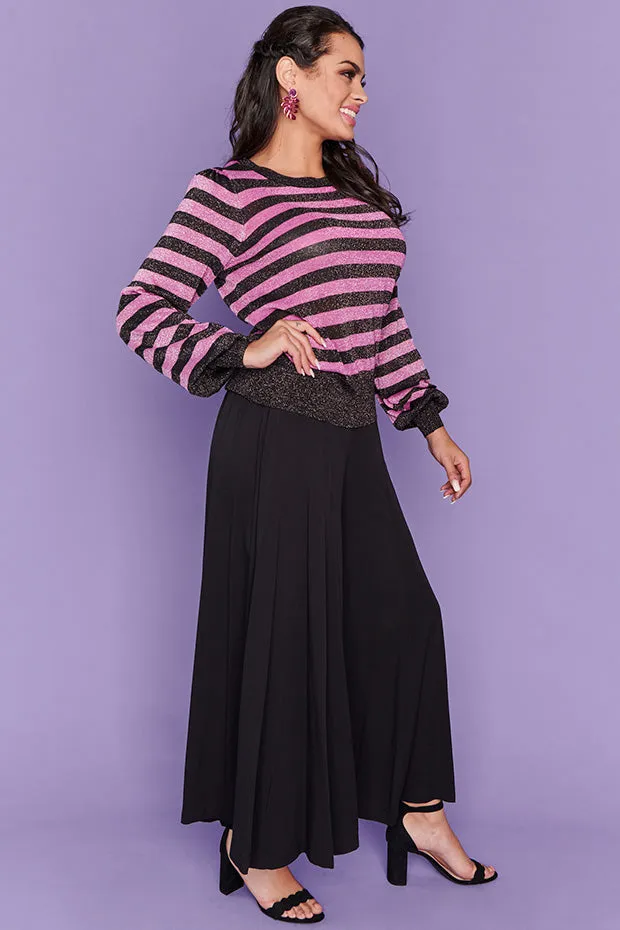 Mackenzie Black Lurex Pink Stripe Jumper