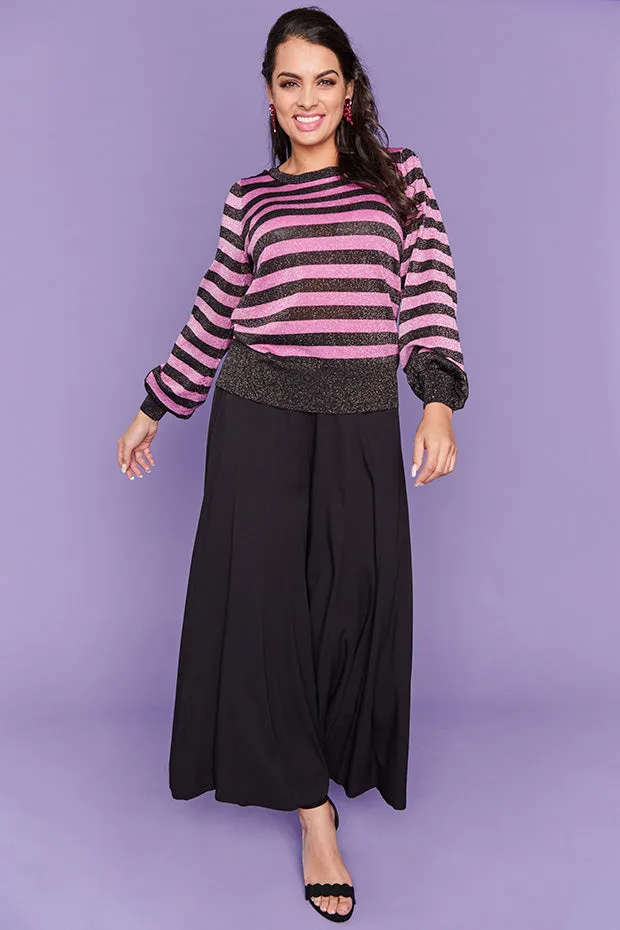 Mackenzie Black Lurex Pink Stripe Jumper