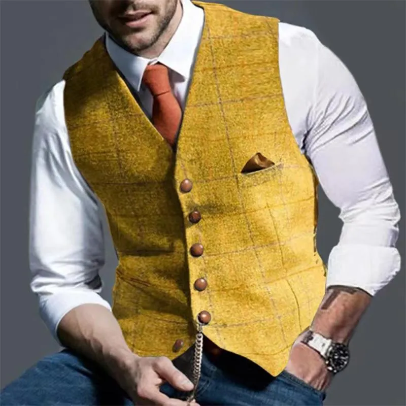 Men's Casual Printed Slim Fit Vest 87410827YM