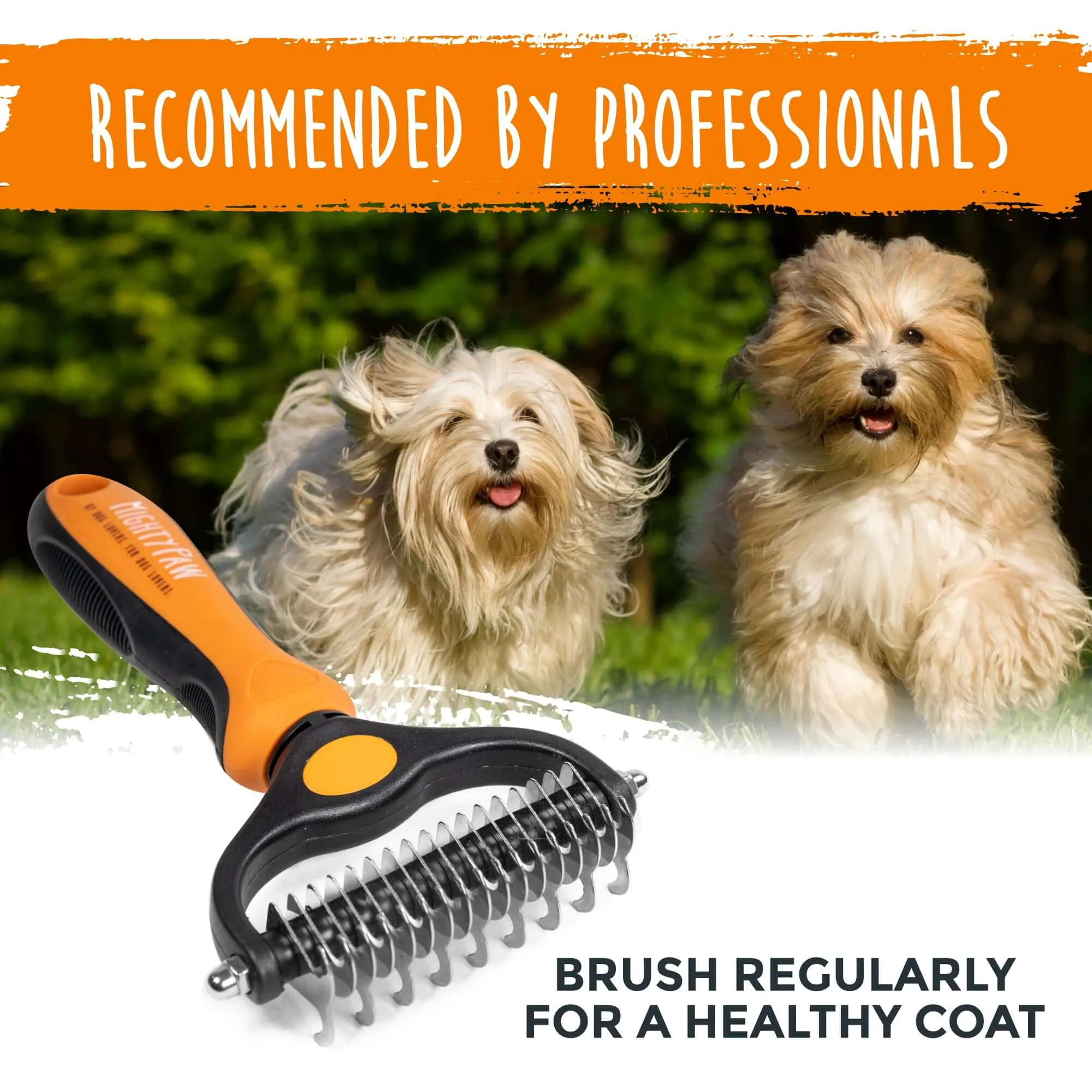 Mighty Paw Dual-Sided Dog Grooming Rake for Dematting & Deshedding