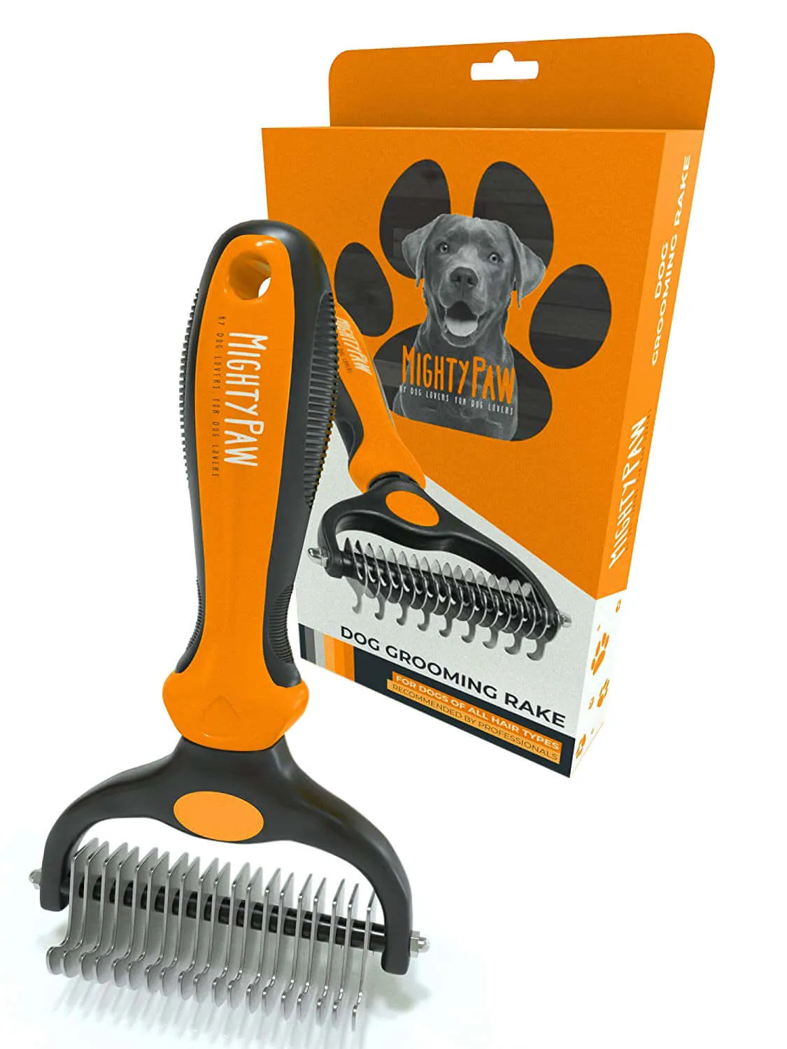 Mighty Paw Dual-Sided Dog Grooming Rake for Dematting & Deshedding