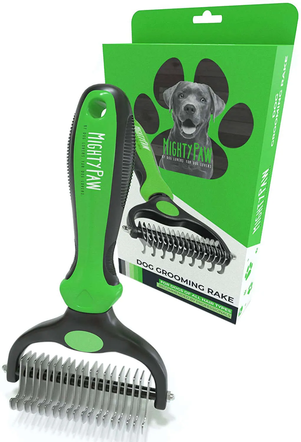 Mighty Paw Dual-Sided Dog Grooming Rake for Dematting & Deshedding