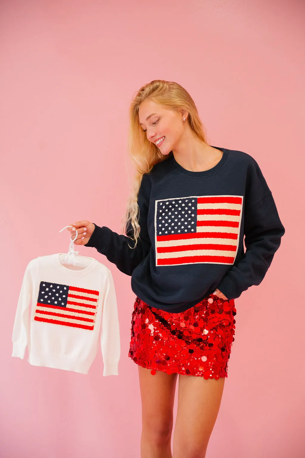 MINI KIDS FLAG PATCH WHITE SWEATER