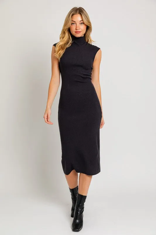 Mock Neck Sweater Midi Dress