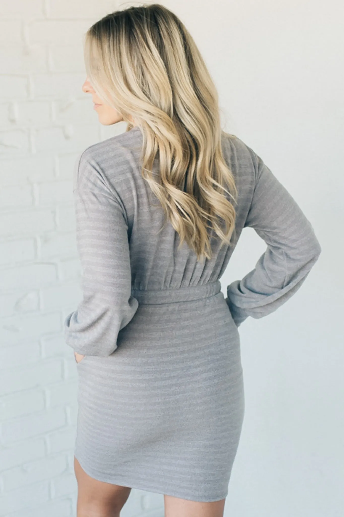 Monochromatic Stripe Sweater Dress