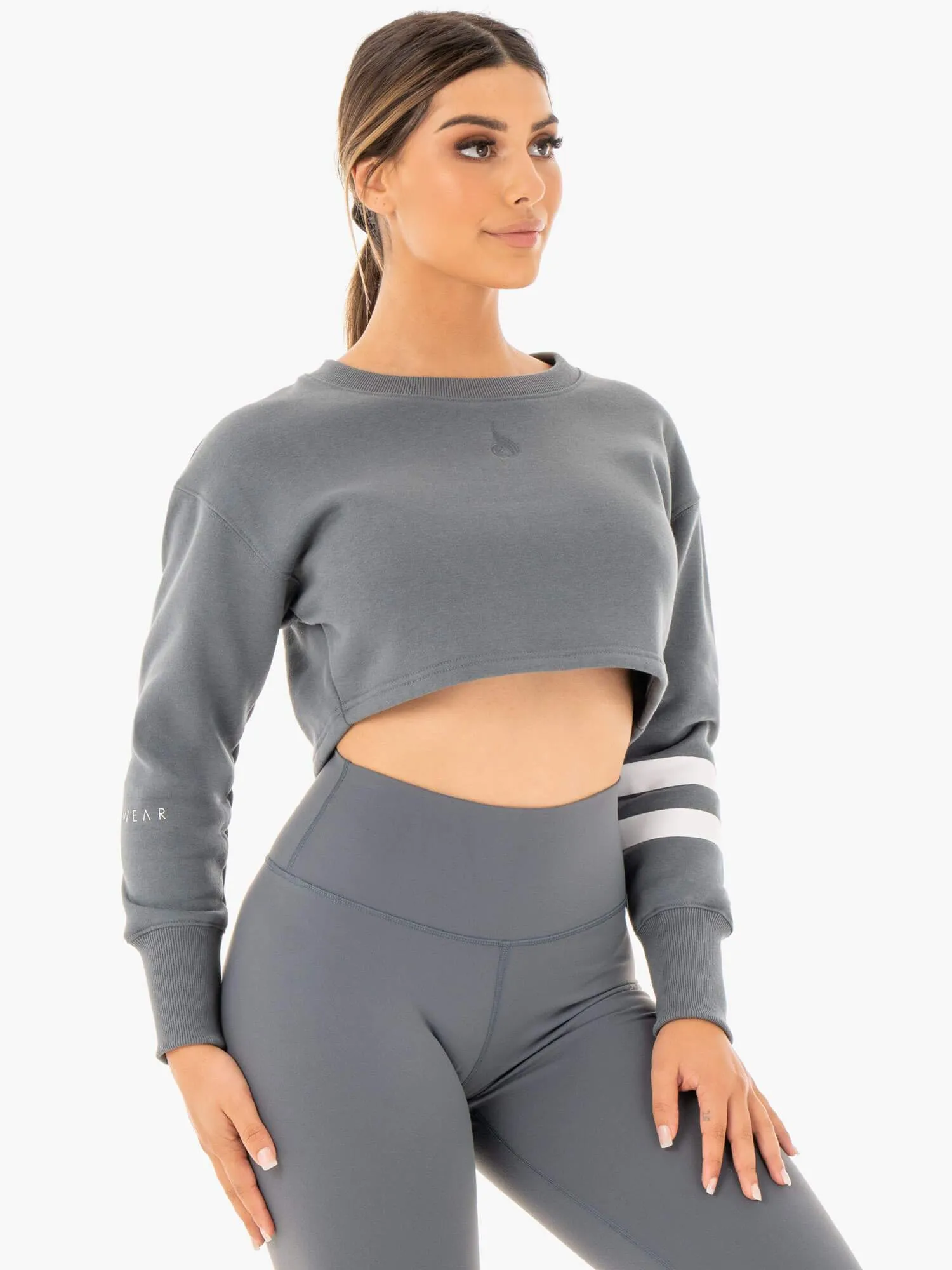 Motion Cropped Sweater - Charcoal