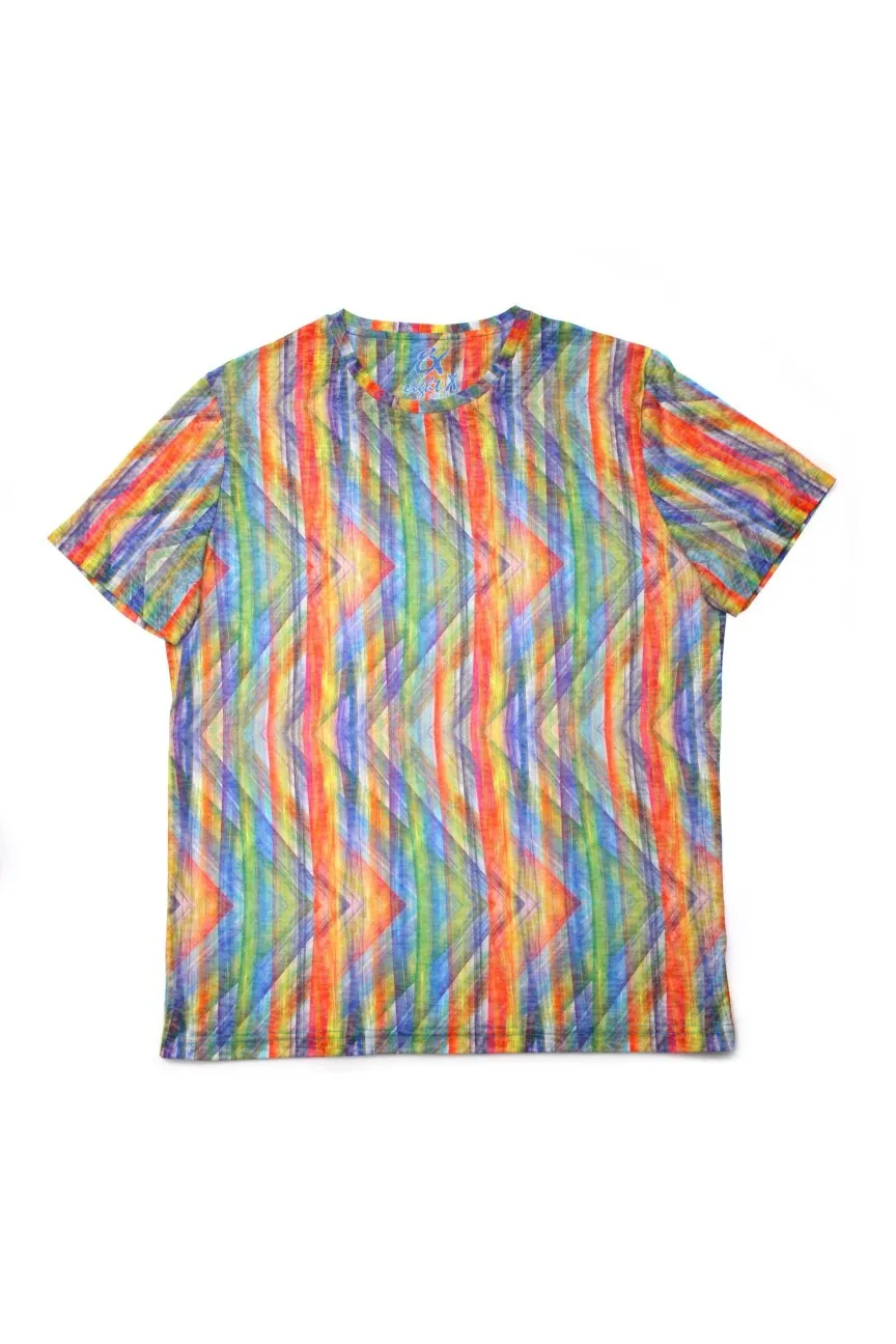 Multi Color ZigZag Stripe Print T-Shirt