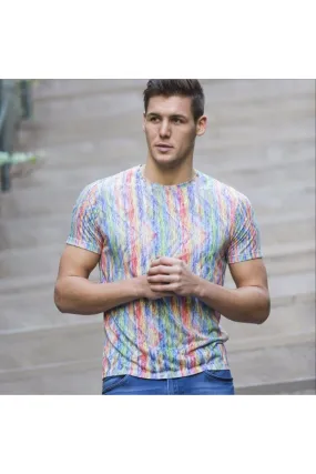 Multi Color ZigZag Stripe Print T-Shirt