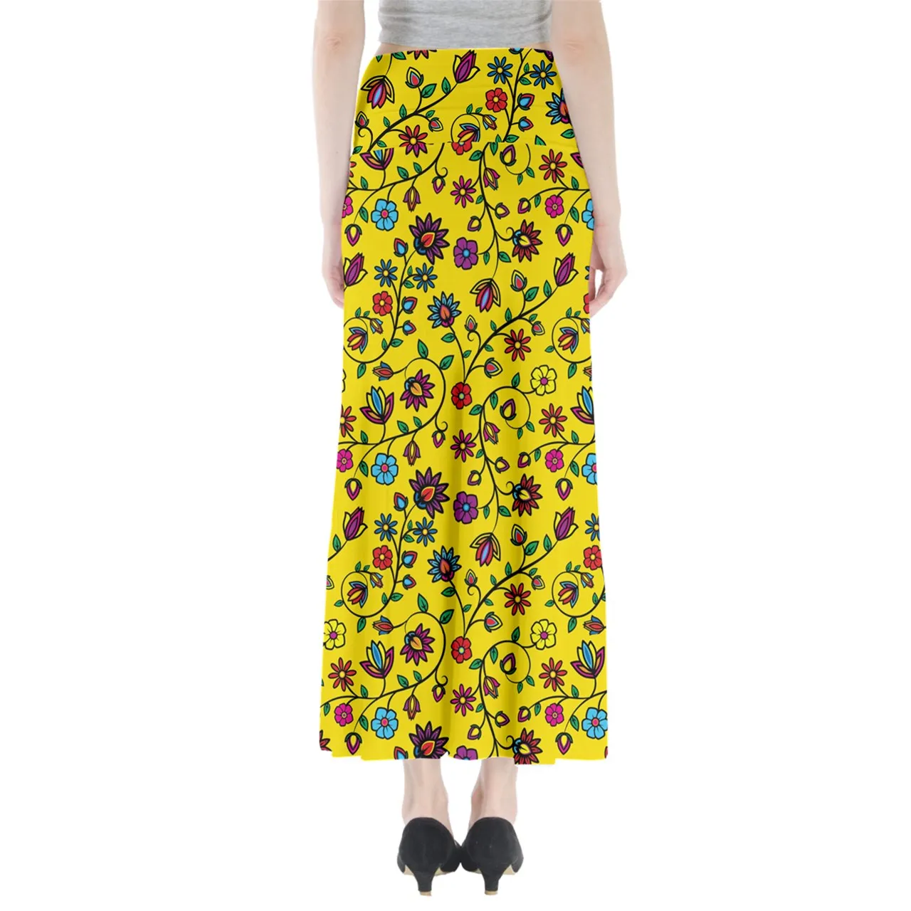 Nature's Nexus  Yellow Full Length Maxi Skirt