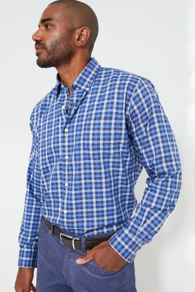 Navy Becket Cotton-Stretch Sport Shirt