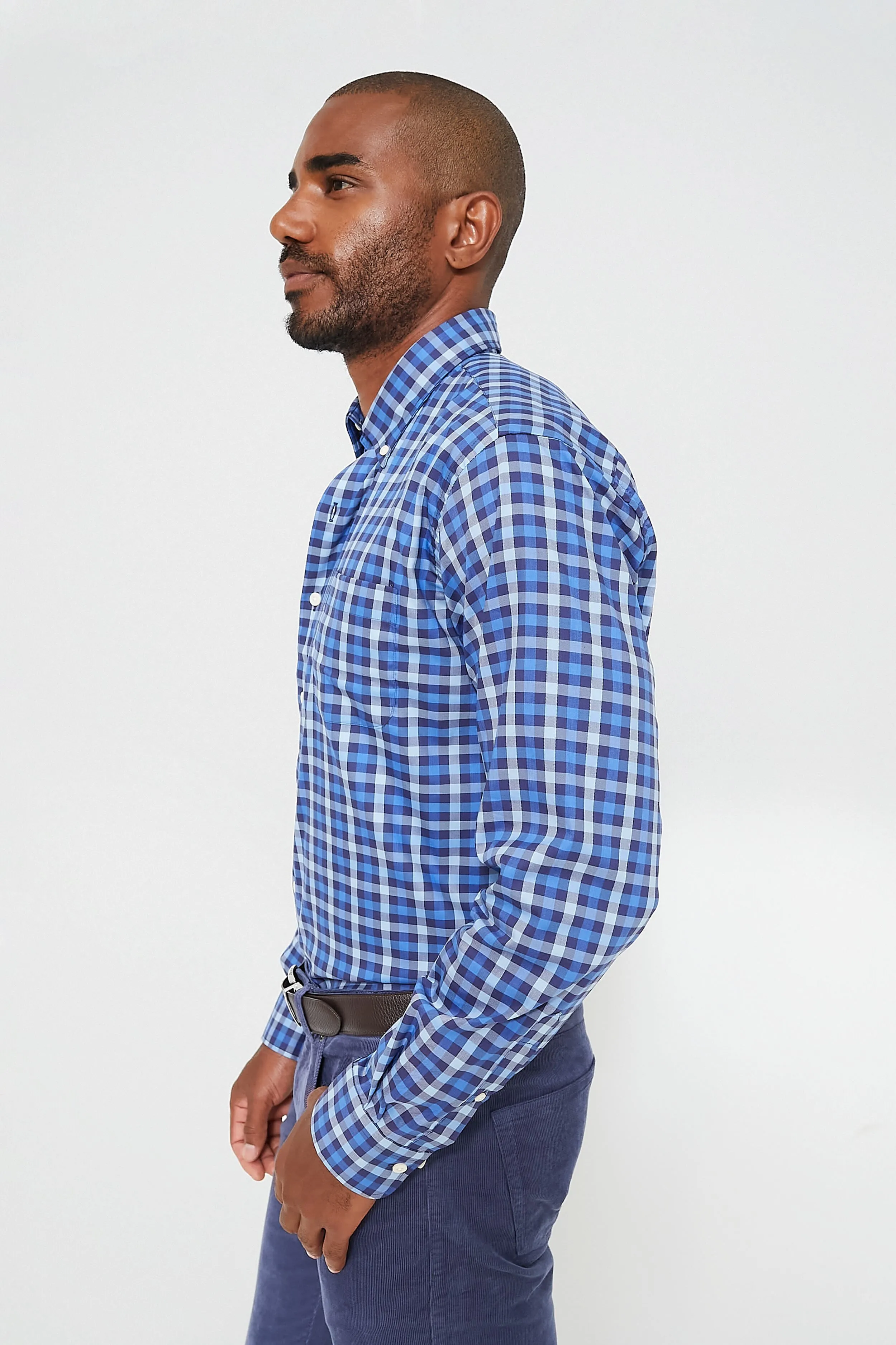 Navy Becket Cotton-Stretch Sport Shirt