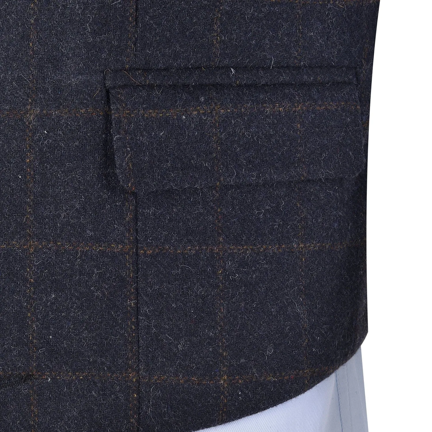 Navy Formal Plaid Notch Lapel Waistcoat Slim Fit Suit Vest