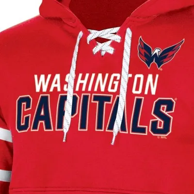 New - NHL Washington Capitals Men's Long Sleeve Hooded Sweatshirt with Lace - S