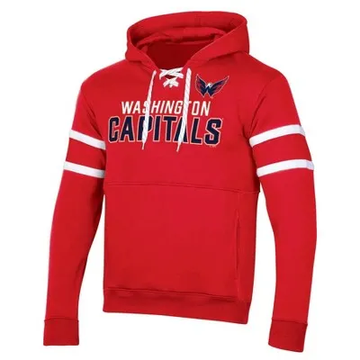 New - NHL Washington Capitals Men's Long Sleeve Hooded Sweatshirt with Lace - S