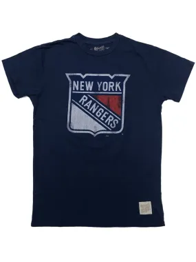 New York Rangers Retro Brand Blue Vintage Hockey Soft Short Sleeve T-Shirt