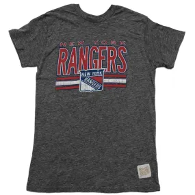 New York Rangers Retro Brand Gray Soft Vintage Tri-Blend Short Sleeve T-Shirt