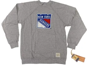 New York Rangers Retro Brand Light Gray Shield Logo Long Sleeve T-Shirt