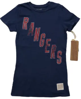 New York Rangers Retro Brand WOMEN Navy Cotton Capped Sleeve Fitted T-Shirt