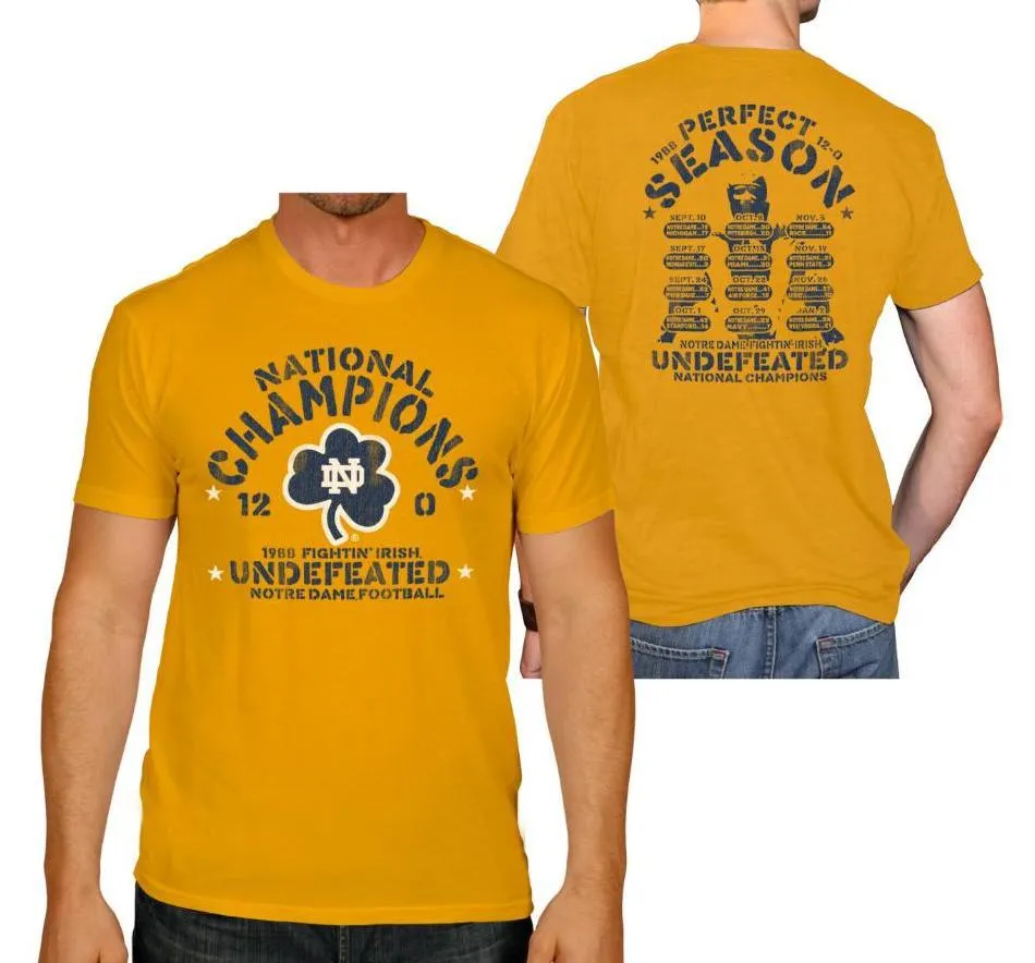 Notre Dame Fighting Irish Retro Brand Yellow 1988 National Champs T-Shirt