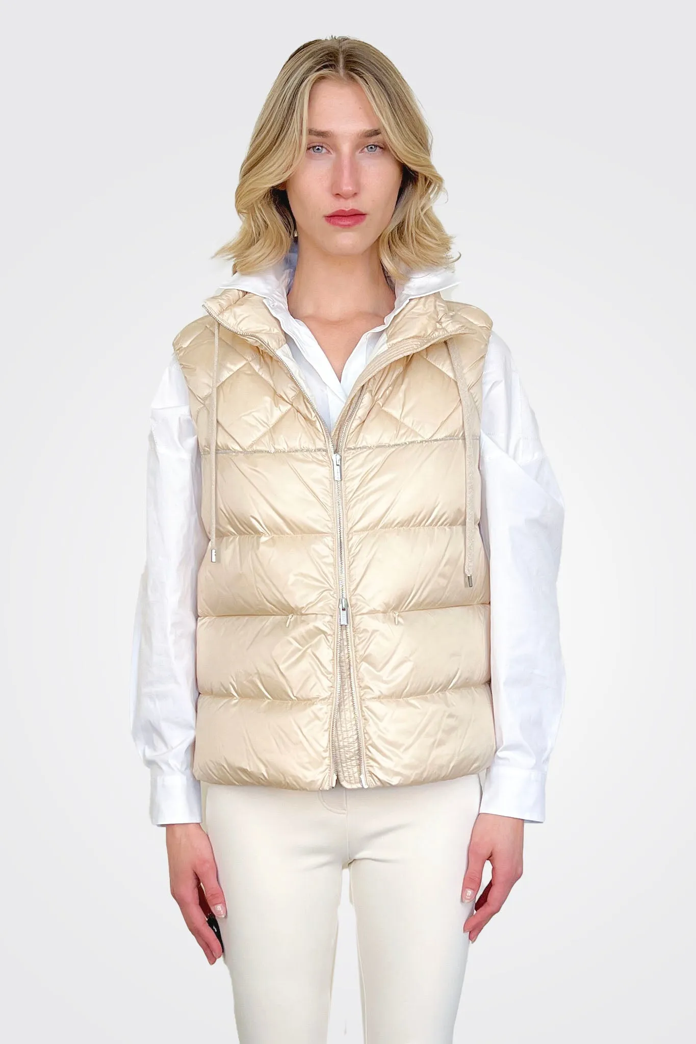 Nylon Quilted Vest - Gold