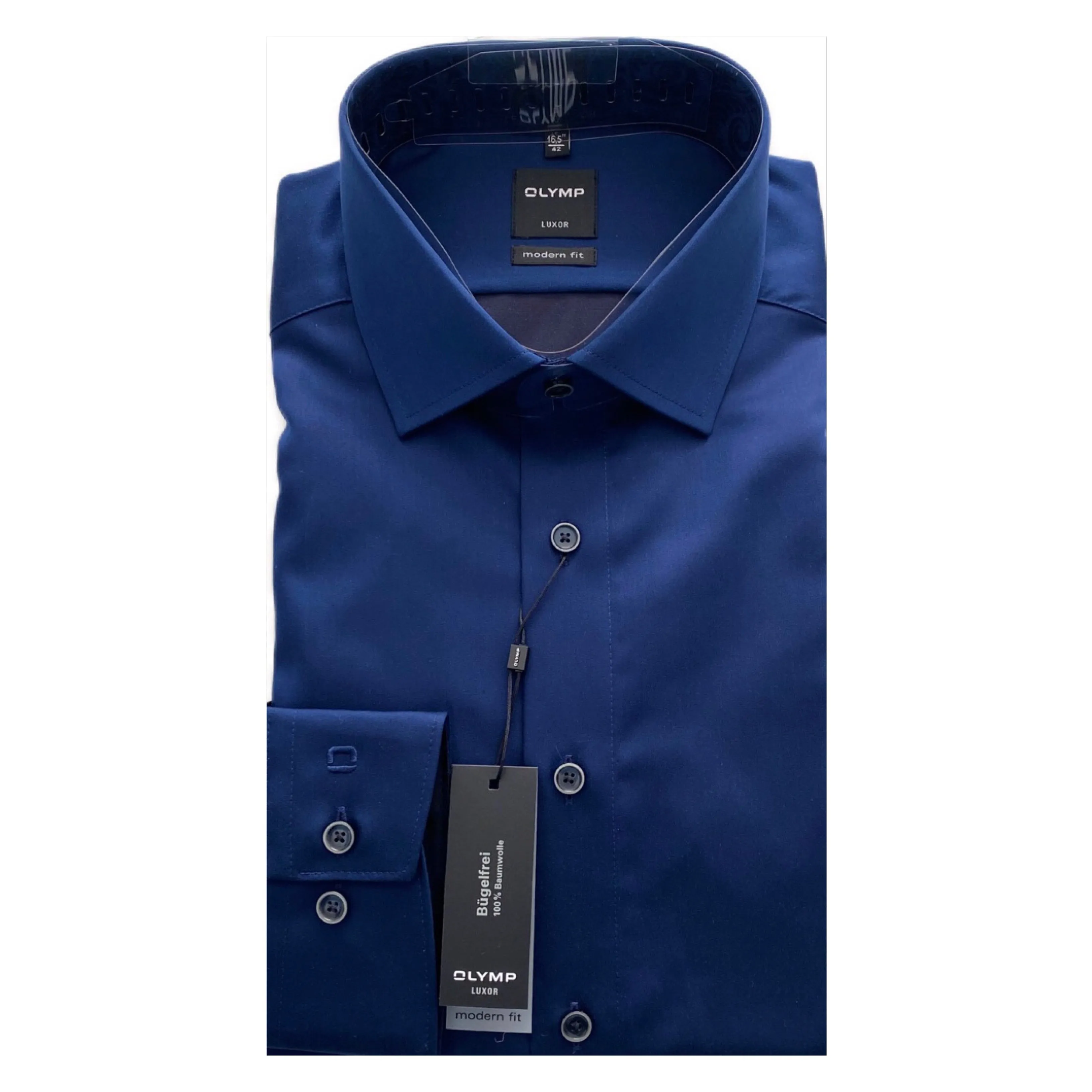 OLYMP Navy Satin Look Modern Fit Shirt