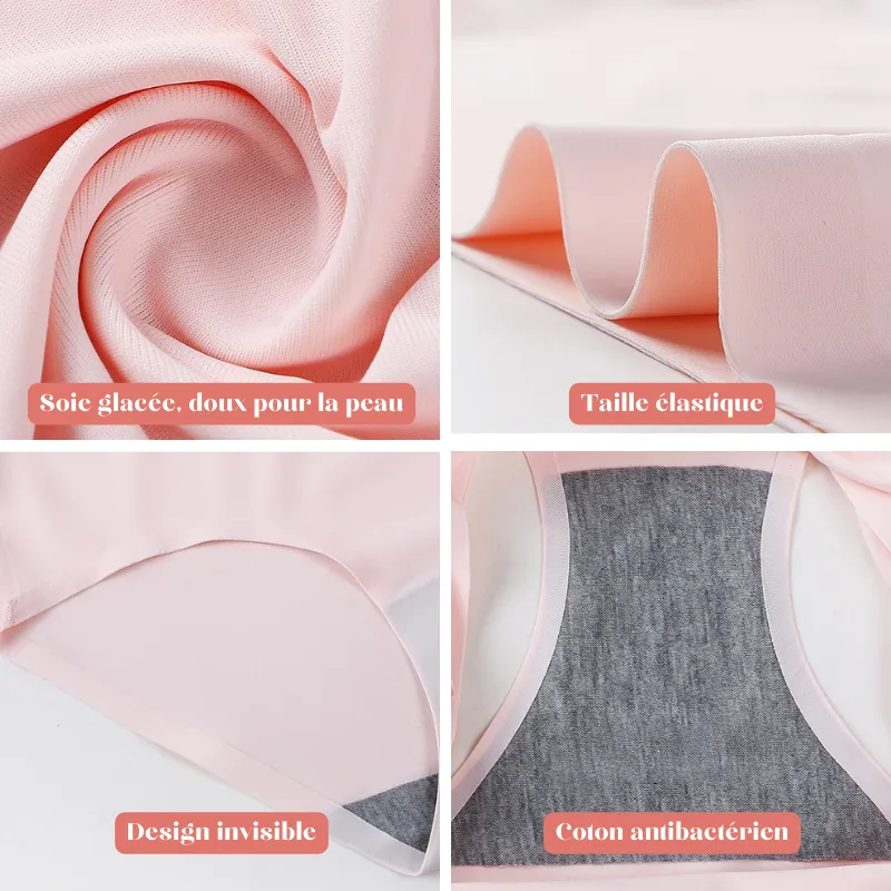 Pack de 10 culottes invisibles sans couture en soie glacée