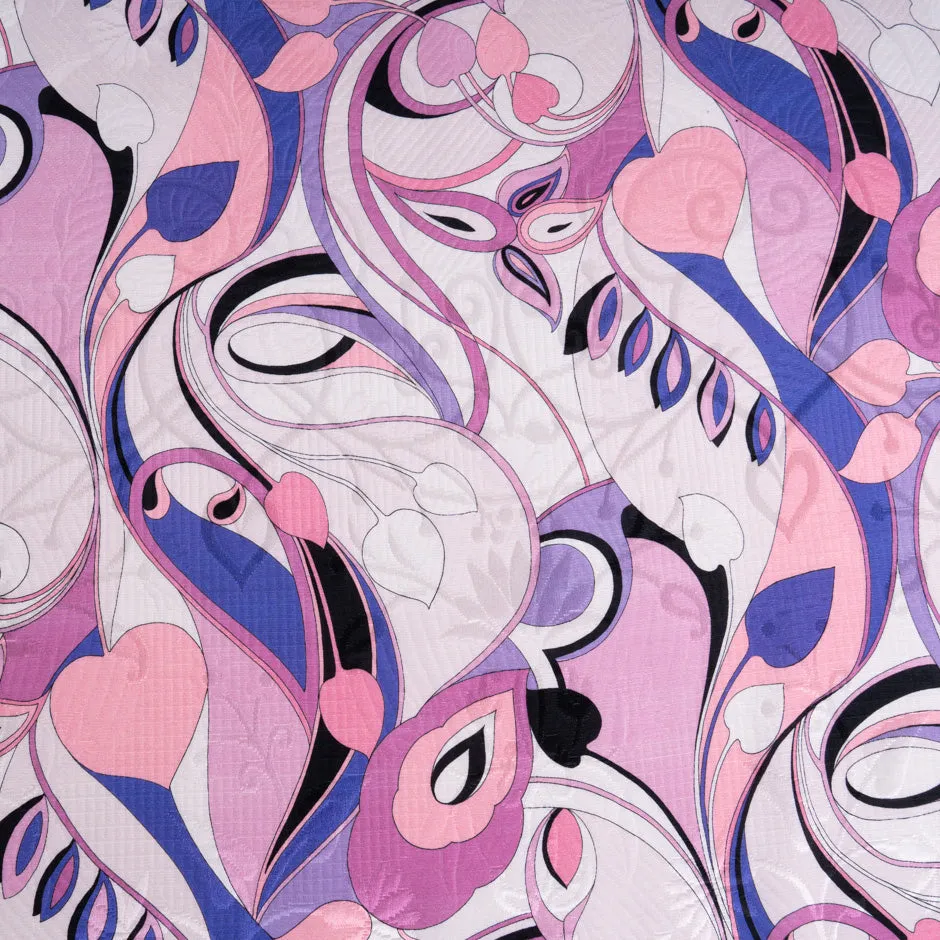 Pink, Purple & Lilac Patterned Cotton & Silk Blend Cloqué