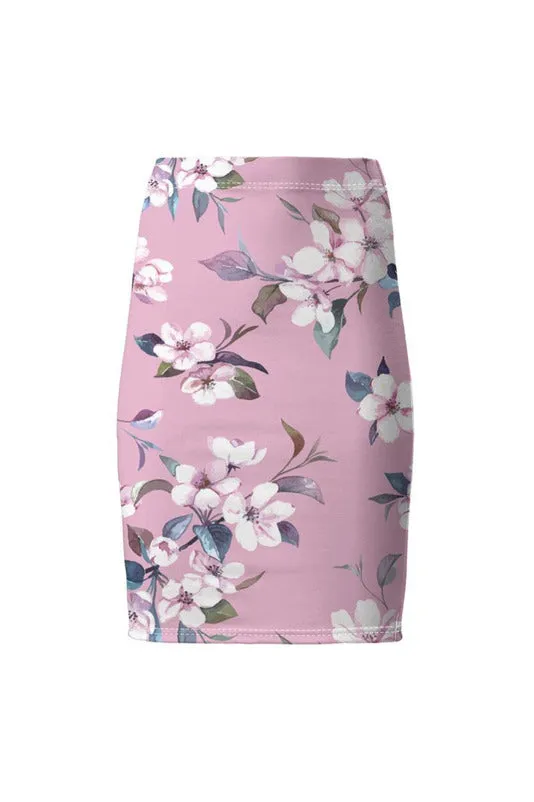 Pink Rose Pencil Skirt