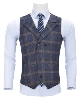 Plaid Peak Lapel Waistcoat Casual Slim Fit Suit Vest