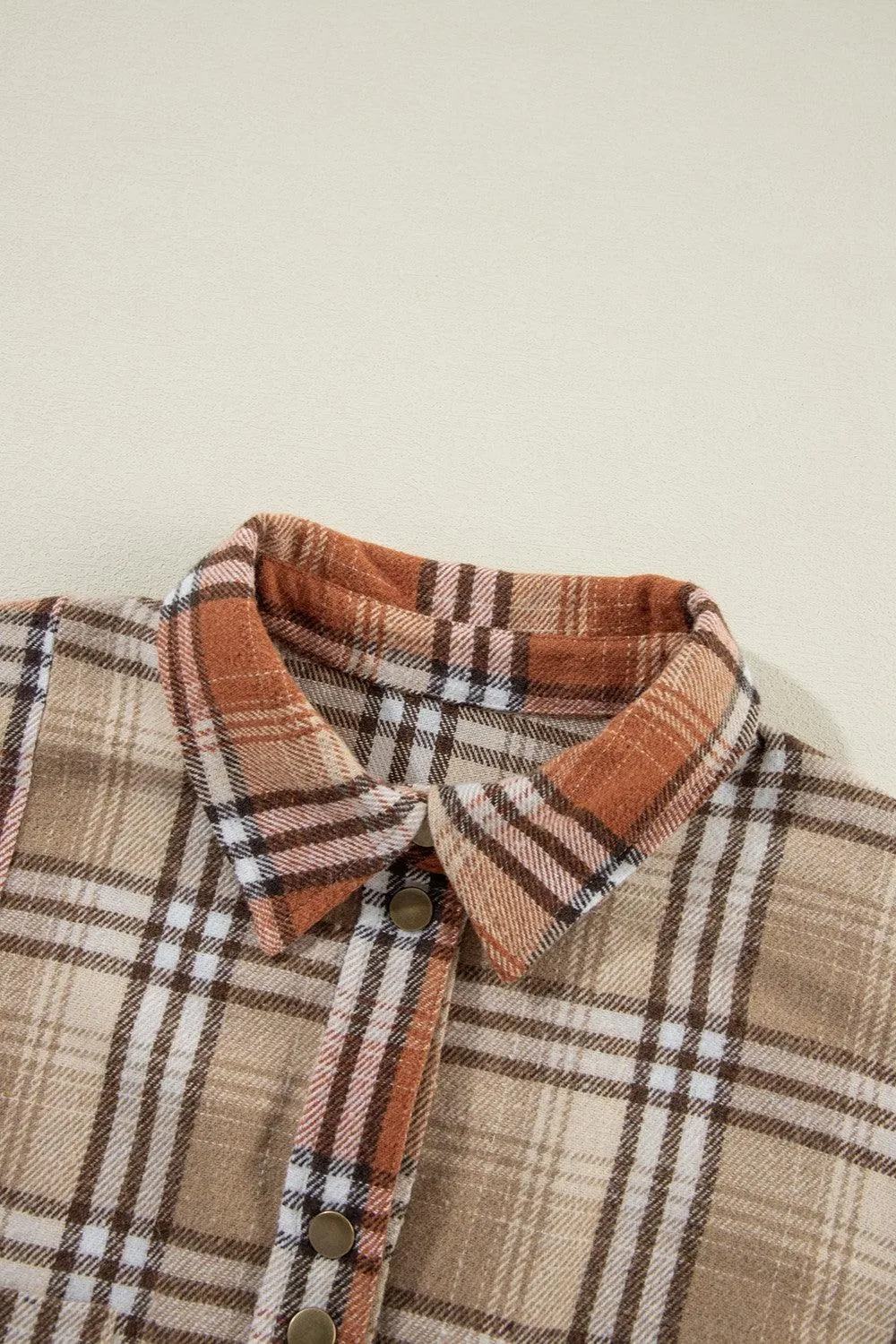 Plaid Shacket Snap Down Dropped Shoulder Shirt Outwear