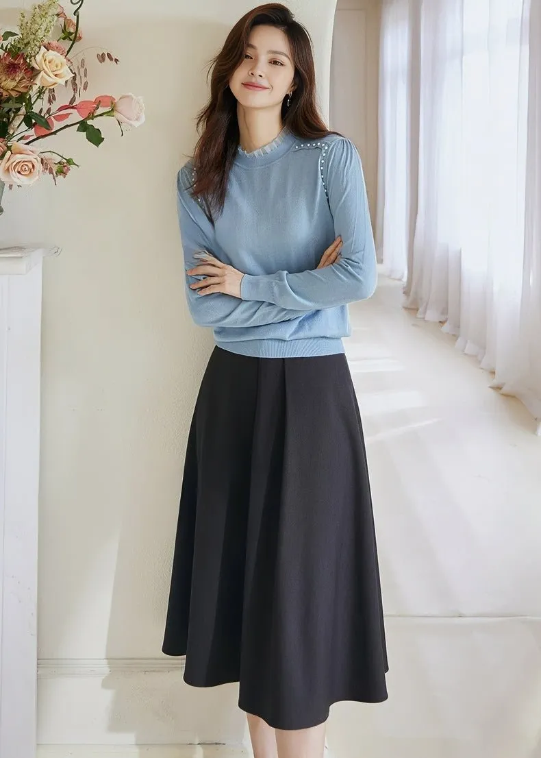 PLEATED LARGE HEM SKIRT