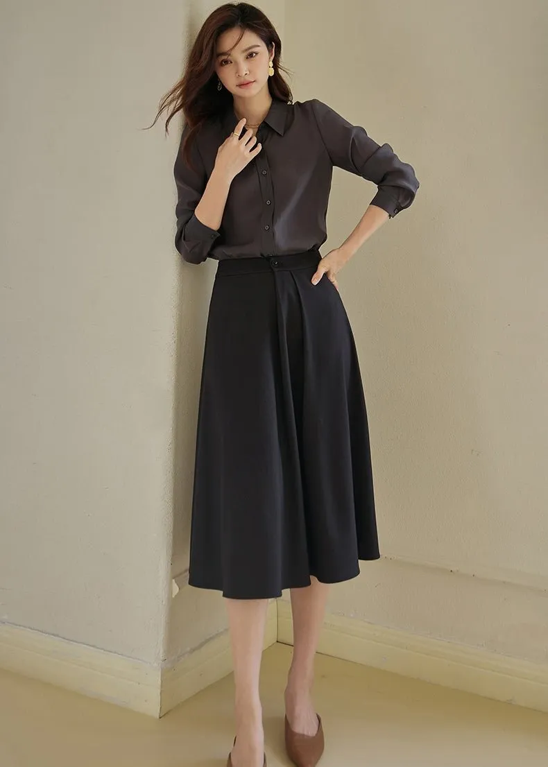 PLEATED LARGE HEM SKIRT