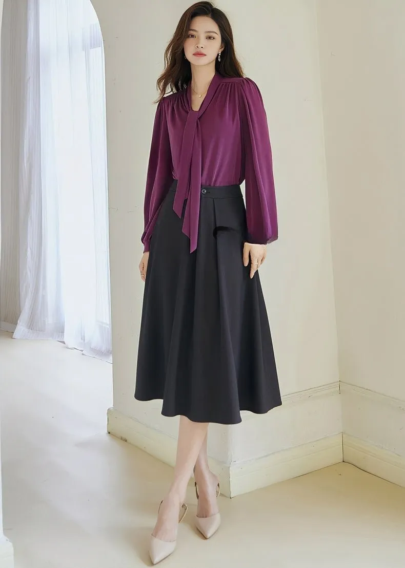 PLEATED LARGE HEM SKIRT