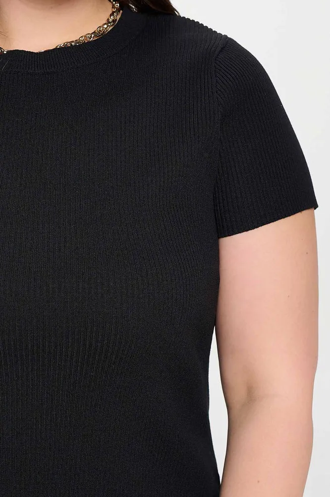 Plus Ribbed Sweater in Black by Blu Pepper