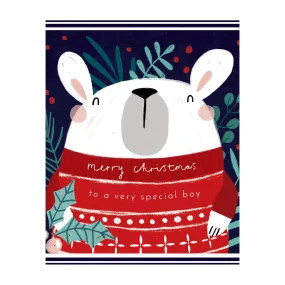 Polar Bear Sweater Christmas Card Special Boy