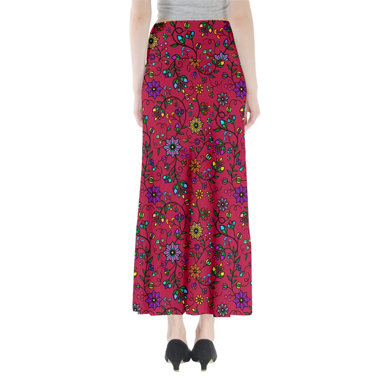 Prairie Paintbrush Passion Berry Full Length Maxi Skirt