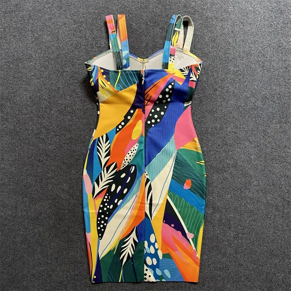 Pre Order:  Multicolor Floral Printed Sleeveless Midi Dress