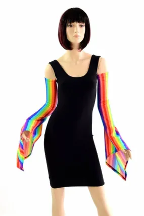 Rainbow Vertical Stripe Pixie Arm Warmer Sleeves