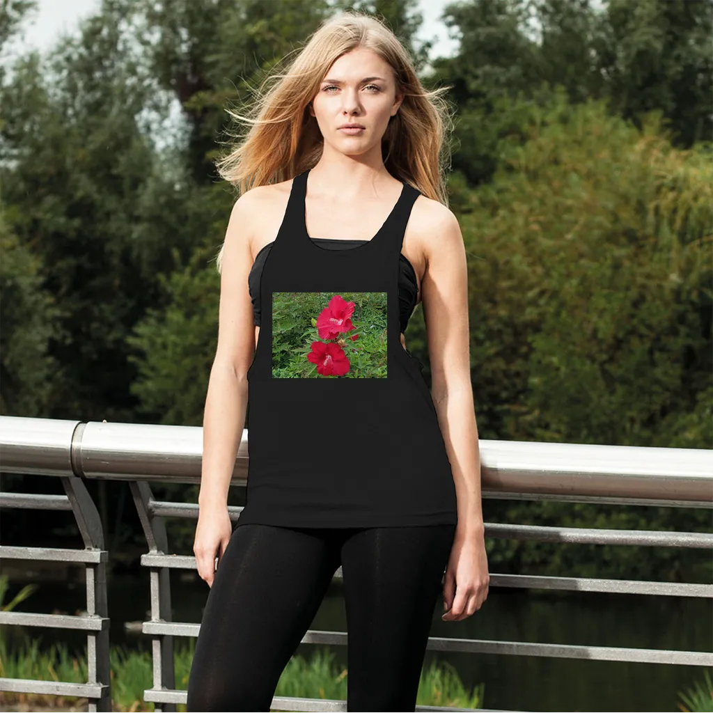 Red Flowers Women's Loose Racerback Tank Top