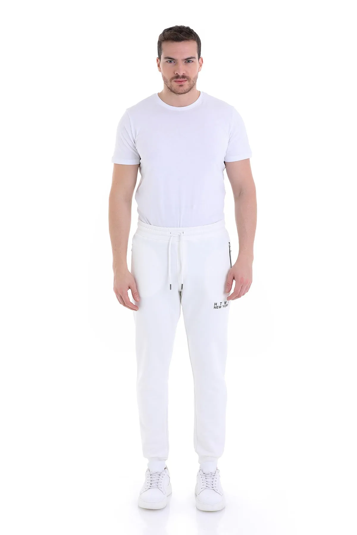 Regular Fit Cotton Blend Ecru Sweatpants