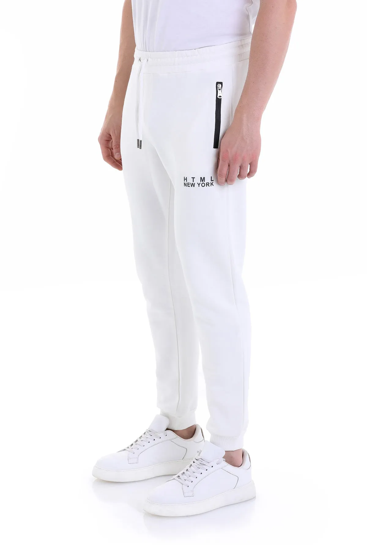 Regular Fit Cotton Blend Ecru Sweatpants