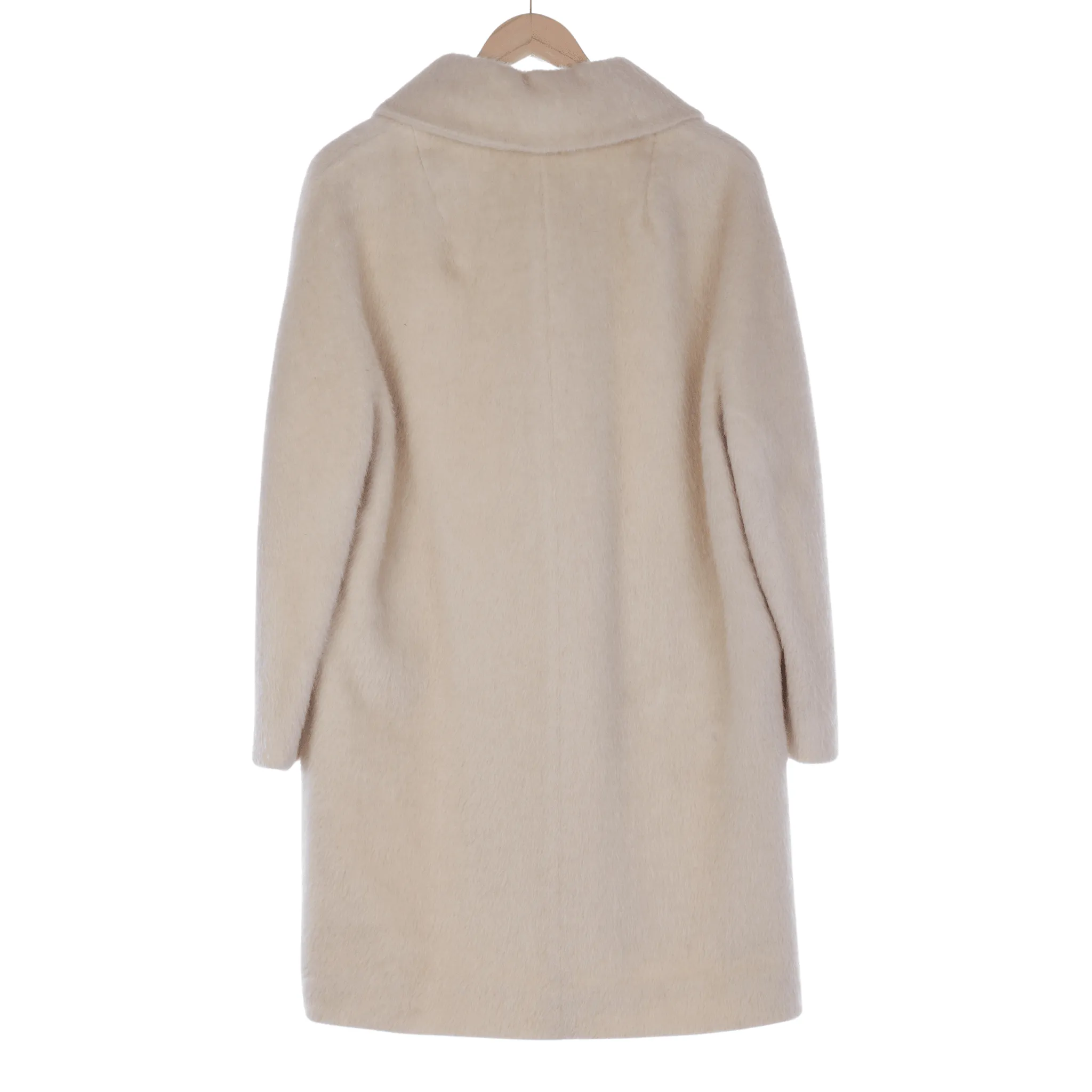 Richards Shops Luxury Mohair Cream Long Sleeved Coat UK Size 20