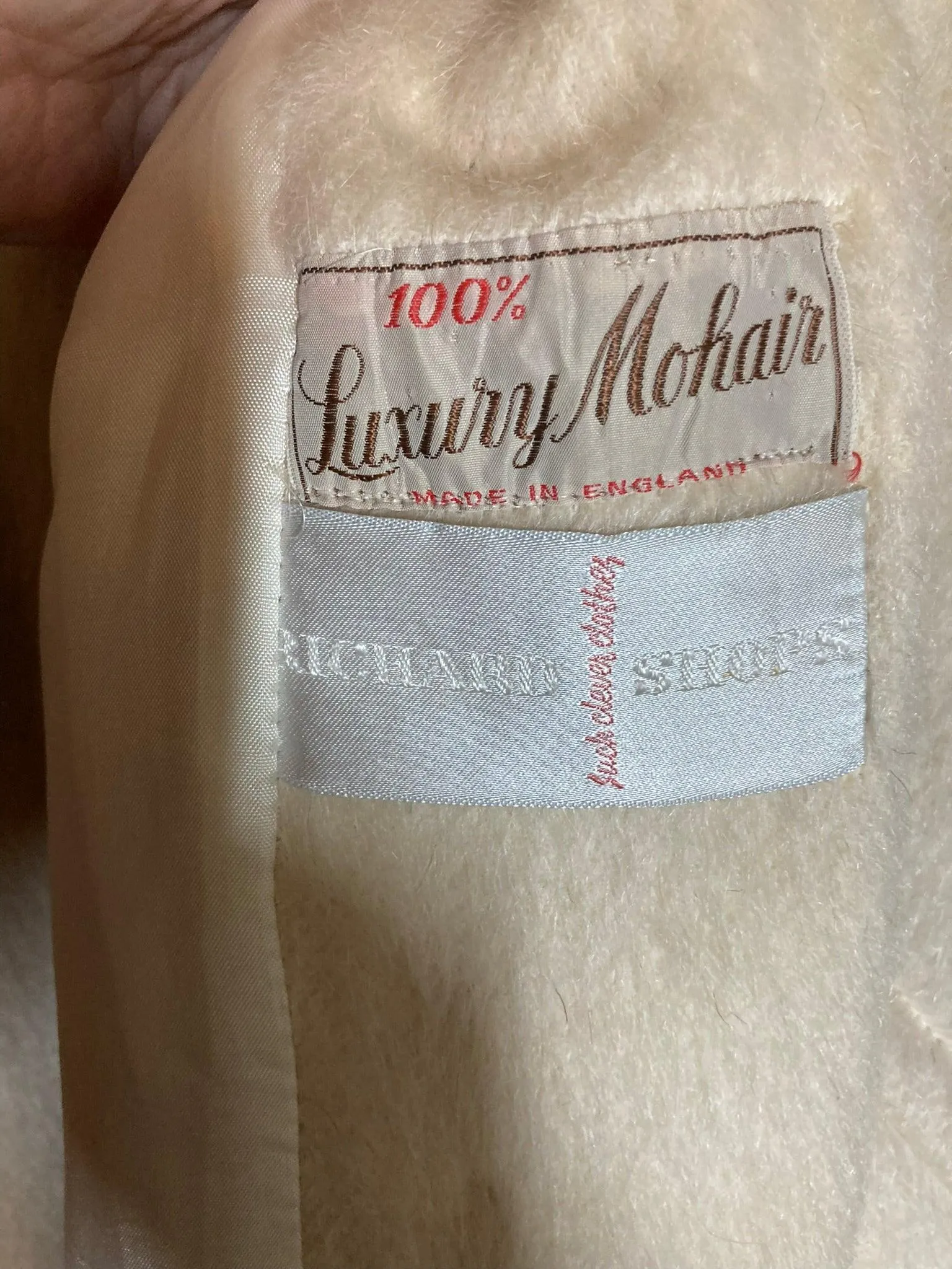 Richards Shops Luxury Mohair Cream Long Sleeved Coat UK Size 20