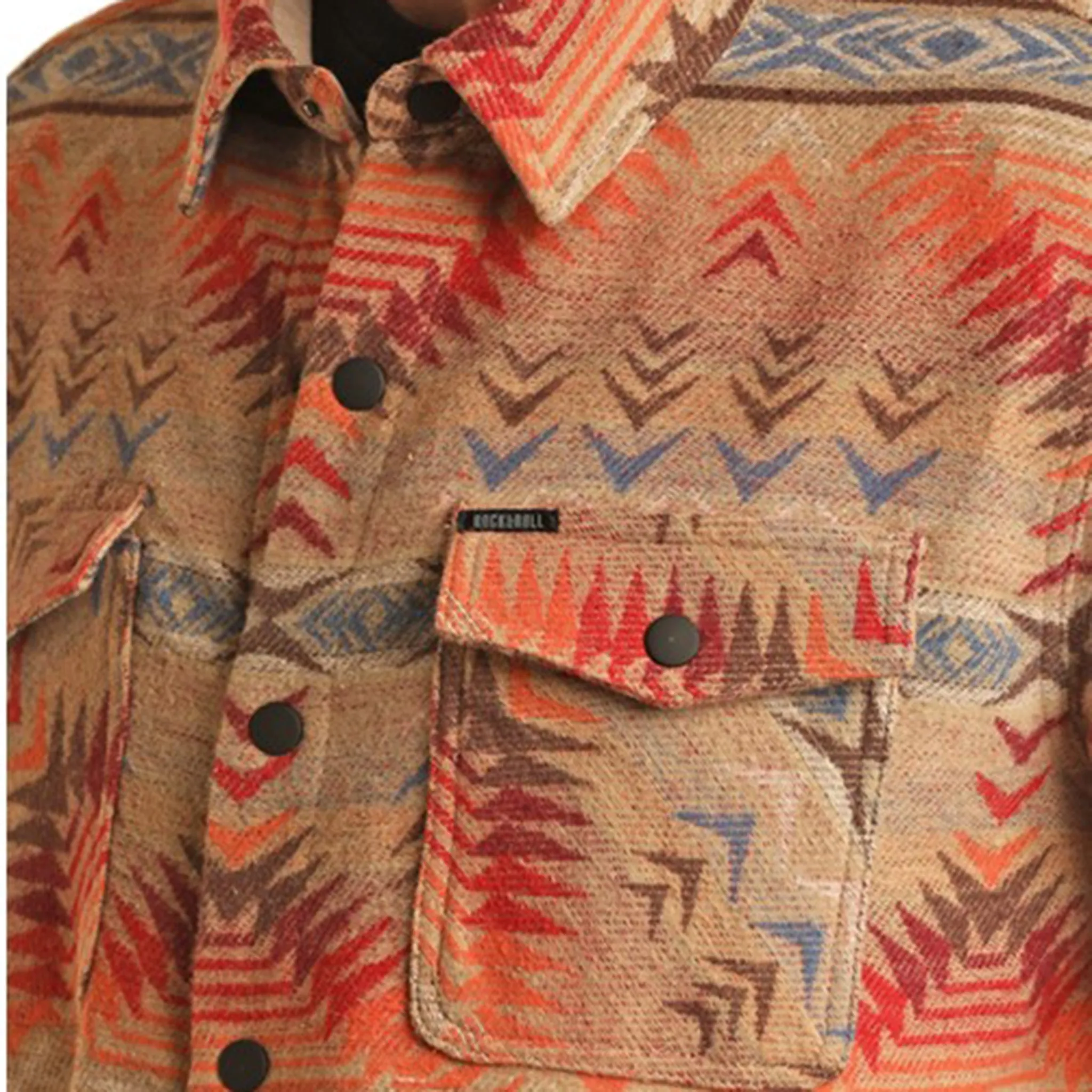 Rock & Roll Men's Tan Aztec Shacket