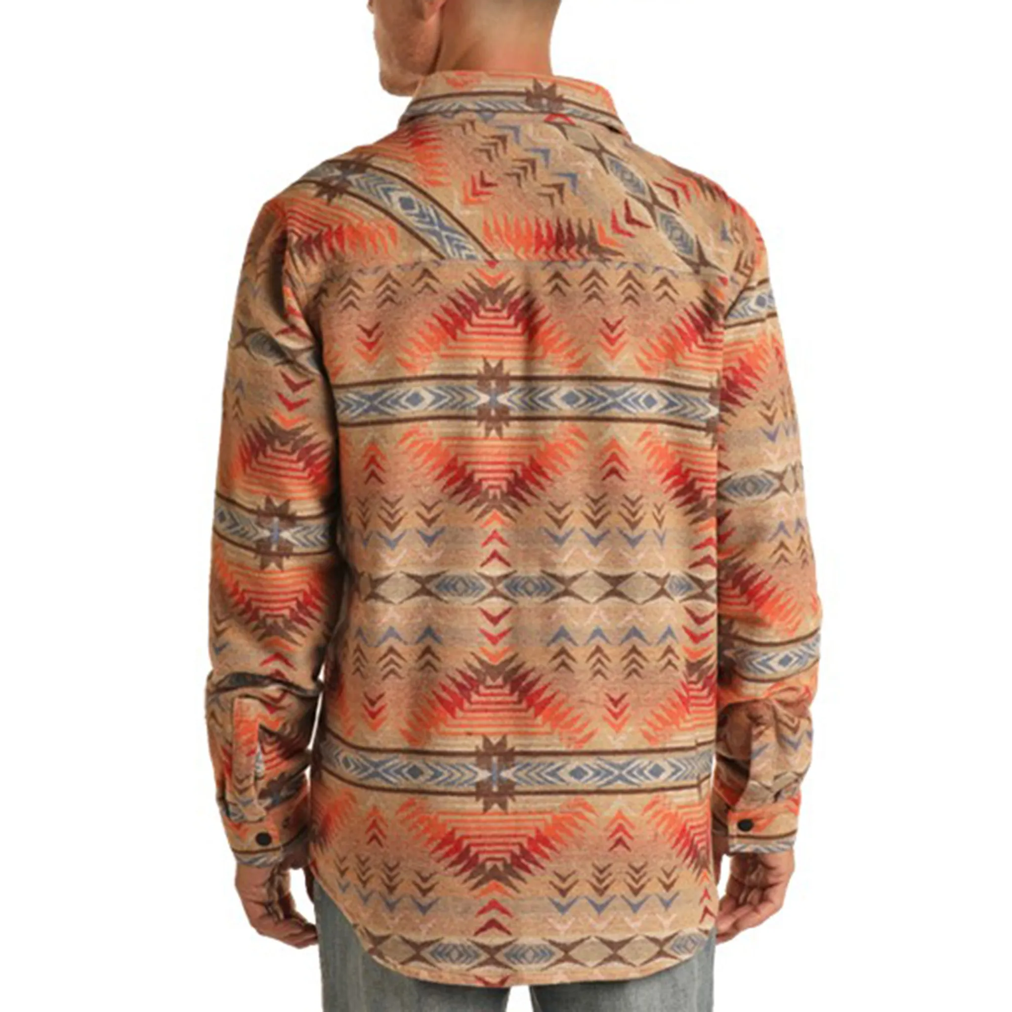 Rock & Roll Men's Tan Aztec Shacket